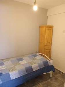 內烏肯的住宿－La Casita de Nala，一间卧室配有一张床和一个木制橱柜