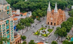Nespecifikovaný výhled na destinaci Ho Či Minovo Město nebo výhled na město při pohledu z hotelu