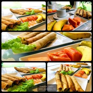 a collage of pictures of different types of food at Samabe Lake in Dambulla
