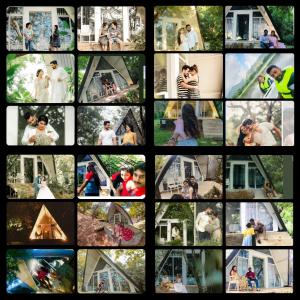 a collage of photos of people in a house at Samabe Lake in Dambulla