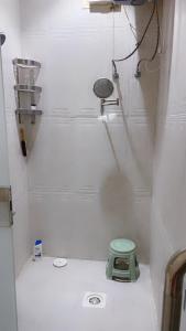 małą białą łazienkę z zieloną toaletą. w obiekcie فيلا w mieście Hafr al-Batin