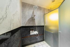 La salle de bains est pourvue d'une douche et d'un lavabo. dans l'établissement Hotel Signature, à Séoul