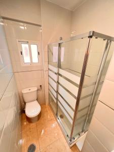 a bathroom with a toilet and a walk in shower at Bohemio in Málaga