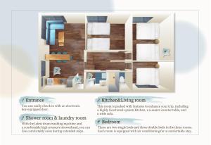 un folleto para una habitación de hotel con planta en 和氣会々新大久保 Wakiaiai Shinokubo, en Tokio