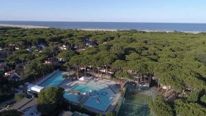 an aerial view of a house with a pool and trees at Mobilehomes in Lido di Spina 21308 in Lido di Spina