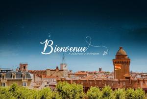 a view of the city of berne with the words bernanke at Chambre Luxurieux Gris in Perpignan +2 photos