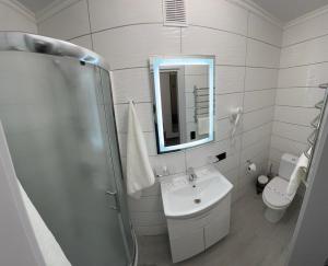 Koupelna v ubytování Prykarpattya