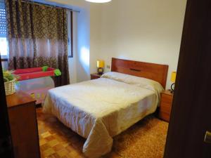 een slaapkamer met een bed en een raam bij Piso Eugenio Fadrique Vigo in Vigo