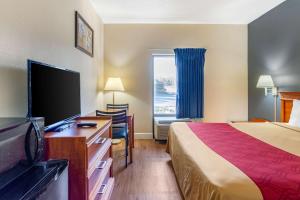 a hotel room with a bed and a flat screen tv at Econo Lodge Lookout Mountain in Chattanooga