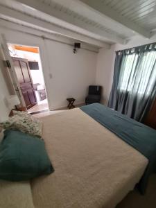 ein Schlafzimmer mit einem großen Bett und einem Fenster in der Unterkunft LEO-DI-MAR in Villa Gesell