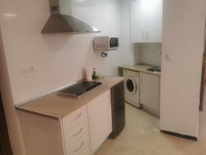 a small kitchen with a sink and a dishwasher at Mérida Monumental y Vacacional in Mérida