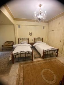 Un pat sau paturi într-o cameră la Four-Bedroom Gem in Zamalek