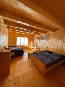 マイコリチンにあるFilin Houseのベッド2台 木製の壁の部屋