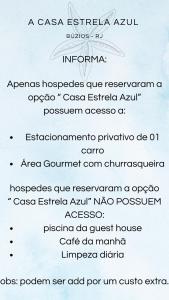 una carta de una ambulancia aaa etica ayurveda acadiaphrine en Estrela Azul Guest House Búzios, en Búzios