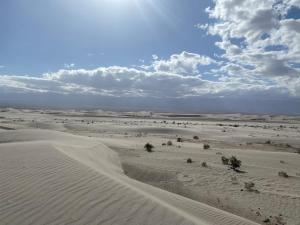 Un desierto con dunas de arena y nubes en el cielo en Mielcita en Tinogasta