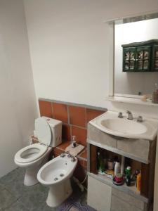 a bathroom with a toilet and a sink at Enriqueta pds in Tolhuin