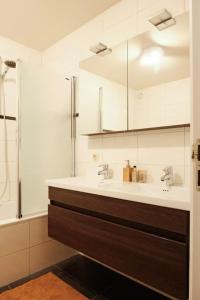 a bathroom with a sink and a shower at Tienne d'Anvers in Antwerp