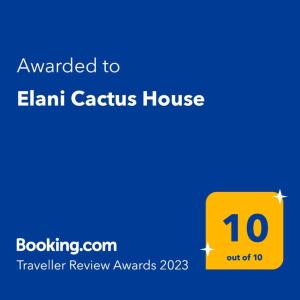 Elani Cactus House tanúsítványa, márkajelzése vagy díja