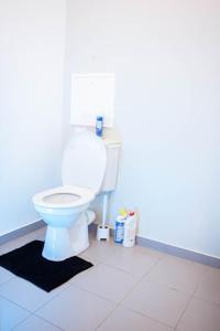 uma casa de banho com um WC branco num quarto em Colocation de Janvier à Fin Juin une chambre disponible em Linas