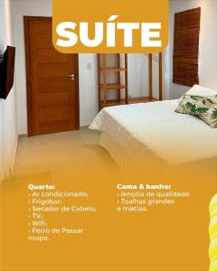 a poster for a hotel room with a bed at Shaqat Barra Flat in Barra Grande