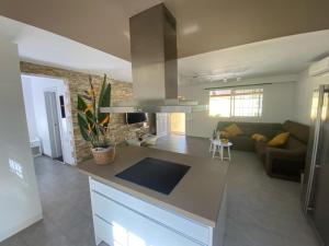 a large kitchen and living room with a couch at SUNNY CARMELITO DELUXE in Mogán