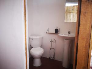 a bathroom with a toilet and a sink at Linda vista in San Pedro La Laguna