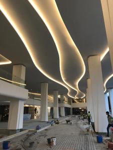 a large building with lights on the ceiling at Penang Amazing SeaView Private Lift 梹城富人区绝美海景公寓私人电梯 in Tanjong Tokong