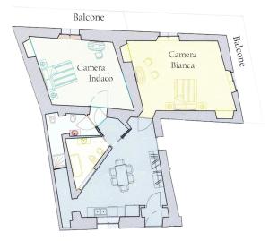 Grundriss eines Hauses in der Unterkunft Colazione in Piazza Castello in Turin