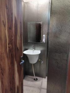 y baño con lavabo y espejo. en Hotel D Plaza, en Zirakpur