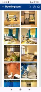 een collage van verschillende foto's van een kamer bij Atsiki's 54 apartments in Chios