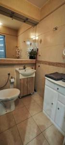 a bathroom with a toilet and a sink at Apartament 43 in Płock