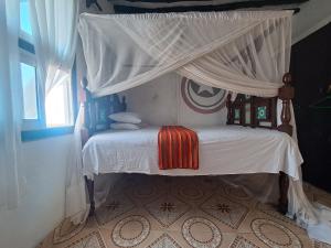 a bedroom with a bed with a canopy at pilipili bed house in Lamu