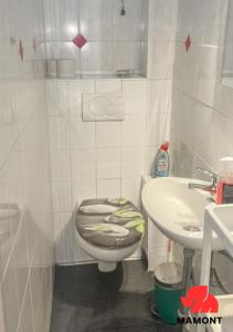 a bathroom with a toilet and a sink at Ganze Monteurwohnung zum Entspannen in Bremen