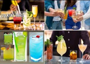 a collage of four pictures of different cocktails at Boutique Hotel Blue shine Noida in Noida