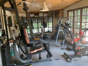 a gym with several exercise bikes in a room at Coz Guesthouse in Randburg in Johannesburg