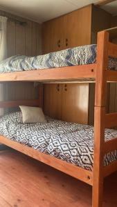 a couple of bunk beds in a room at Cygnus Hostel in Valdivia
