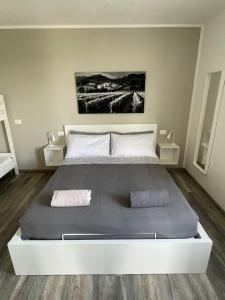 1 dormitorio con 1 cama grande y 2 almohadas en da Toni Guesthouse, en Borso del Grappa
