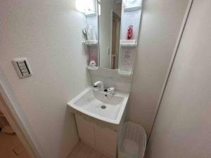 y baño con lavabo y espejo. en Apartment Namba Style 201 en Osaka