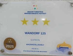 Certifikát, ocenenie alebo iný dokument vystavený v ubytovaní Wandorf