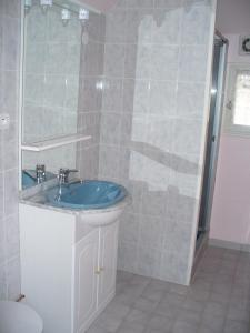 ボワ・ル・ロワにあるMaison d'Hôtes Villa Brindilleのバスルーム(シンク、シャワー付)