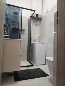 a bathroom with a shower and a toilet in it at Apartman LeMa in Pula +30 photos