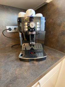 シュルンスにあるAlpenwohnungen Ruprecht Montafonのカウンターの上に置かれたコーヒーメーカー