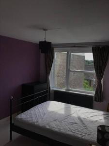 a bedroom with a bed and a window at Two bedroom flat, North Oxford in Oxford