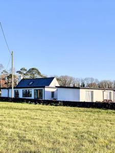 une maison blanche avec un champ devant elle dans l'établissement Irish Cottage Tipperary, à Carney