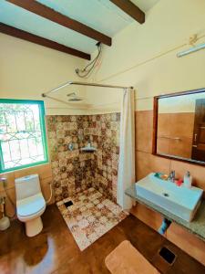 a bathroom with a toilet and a sink at The Bungalow Bogmalo An 1880 Indo Portuguese Heritage Beach Villa South Goa in Bogmalo