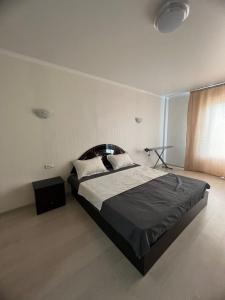 アルマトイにあるNureke Apartmentsの窓のある部屋にベッドがある寝室