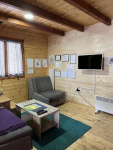 a living room with a couch and a flat screen tv at Apartmani Milekić in Mokra Gora