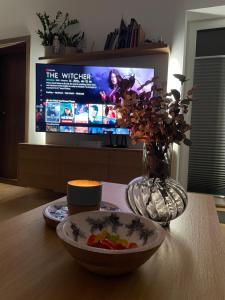 Televízia a/alebo spoločenská miestnosť v ubytovaní Apartmán Sirius