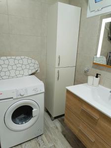 eine Küche mit einer Waschmaschine und einem Waschbecken in der Unterkunft Apartamento Meraki in Santa Cruz de Tenerife