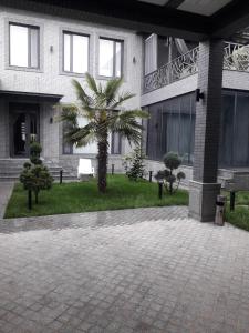 a palm tree in front of a building at Dacha 1991 in Khŭjakent